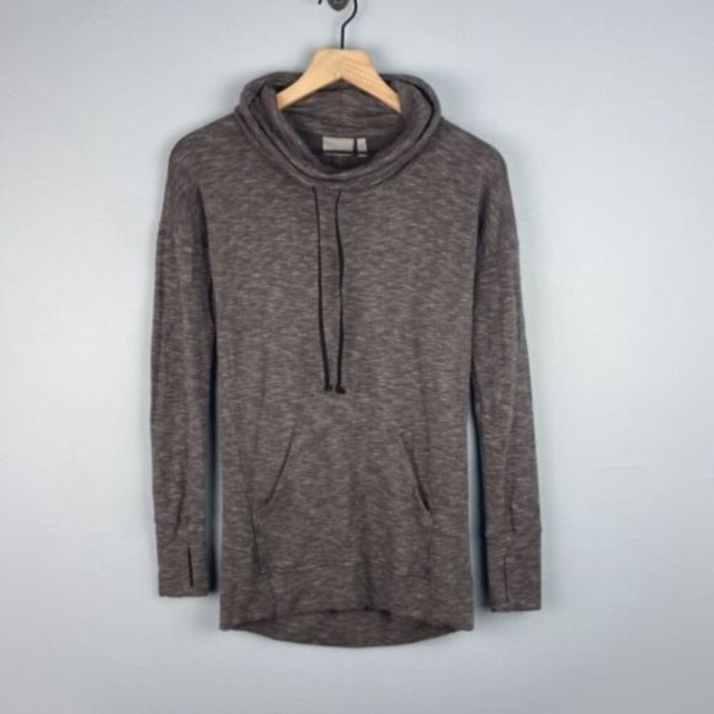 Athleta Cowl Neck Drawstring Hoodie Sweatshirt Heather Gray‎ Pouch Size XXS